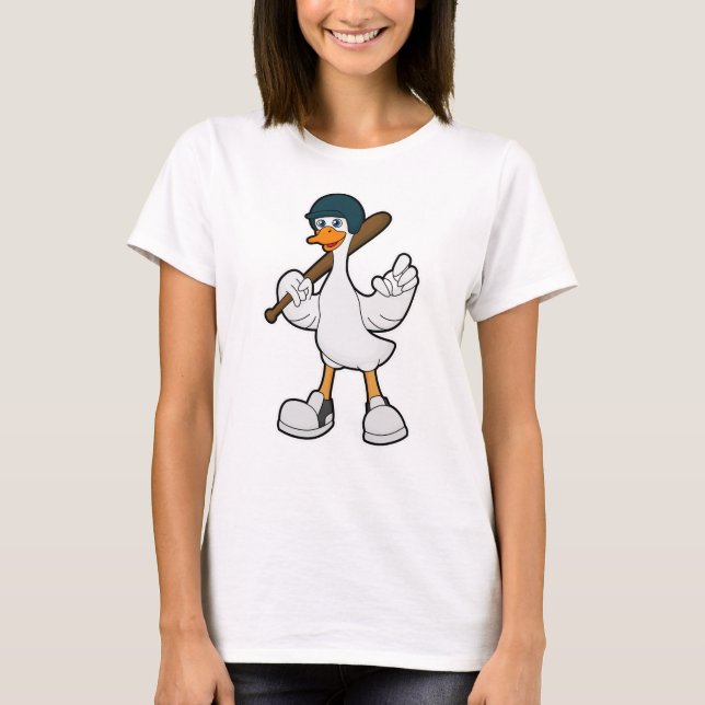 Ente im Baseball mit Baseballschläger und Helm T-Shirt (Vorderseite)