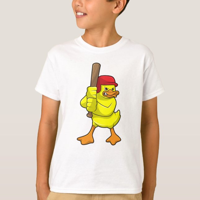 Ente im Baseball mit Baseballschläger und -kappe T-Shirt (Vorderseite)