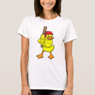 Ente im Baseball mit Baseballschläger und -kappe T-Shirt