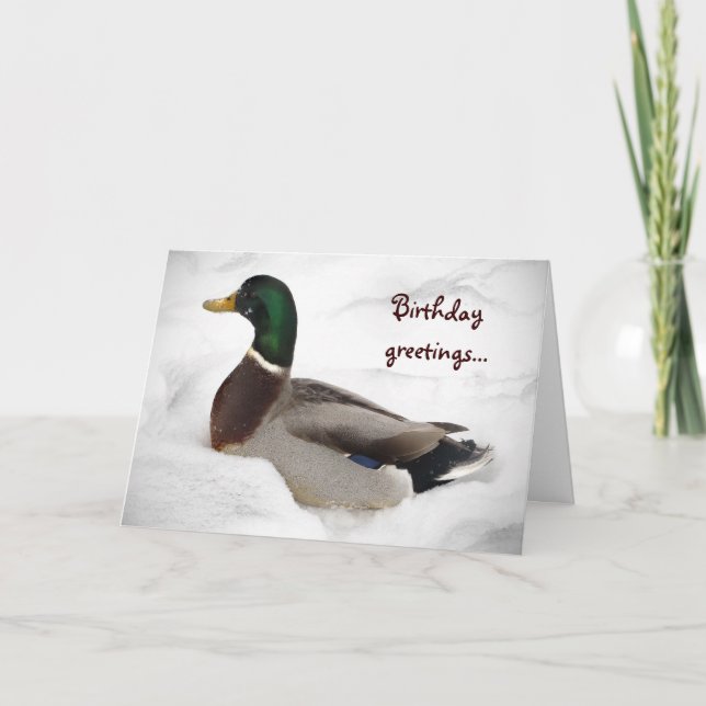 Ente im Schnee-Geburtstag Karte (Vorderseite)
