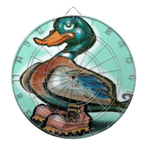 Ente in Arbeitsstiefeln Dartscheibe