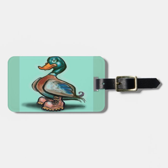 Ente in Arbeitsstiefeln Gepäckanhänger (Vorderseite horizontal)