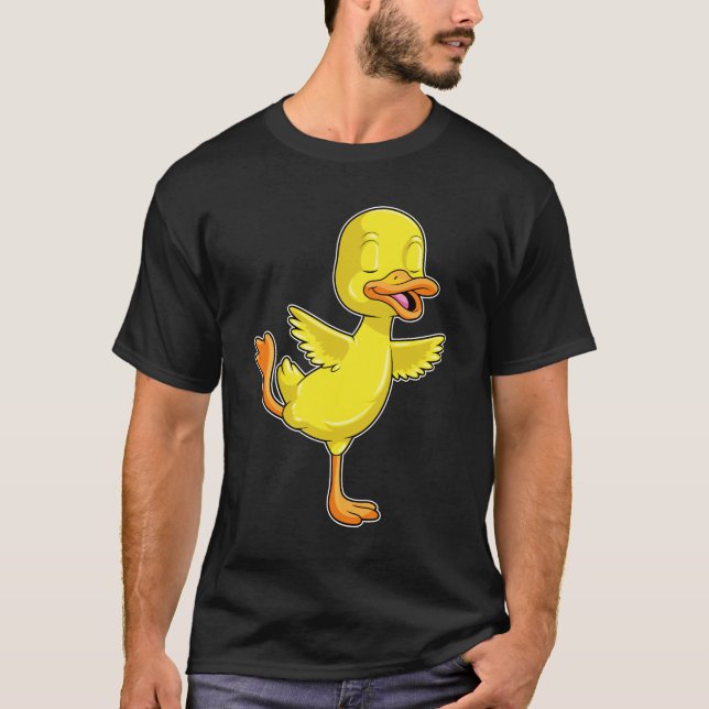 Ente in der Yoga-Fitness auf einem Leg T-Shirt (Vorderseite)
