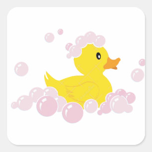 Ente in rosa Blasen Quadratischer Aufkleber