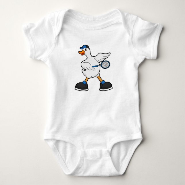 Ente in Tennis mit Tennisschläger und Cap Baby Strampler (Vorderseite)