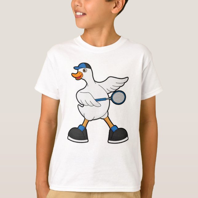Ente in Tennis mit Tennisschläger und Cap T-Shirt (Vorderseite)