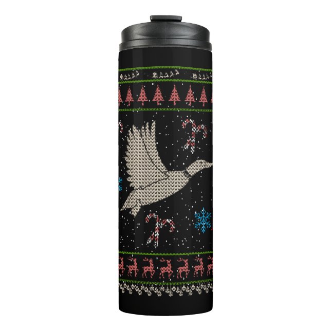 Ente Jagd Weihnachten Ugly Sweater Duck Hunter Thermosbecher (Vorderseite)