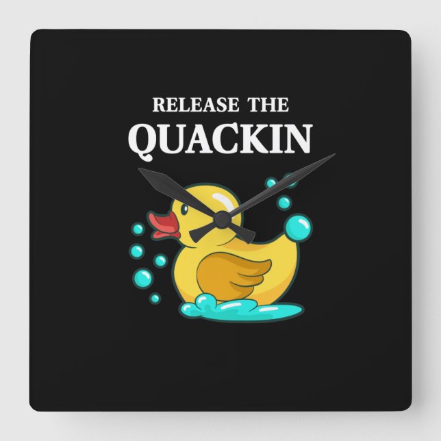 Ente - lasst das Quackin los Quadratische Wanduhr (Vorderseite)