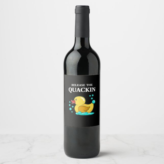 Ente - lasst das Quackin los Weinetikett (Vorderseite)
