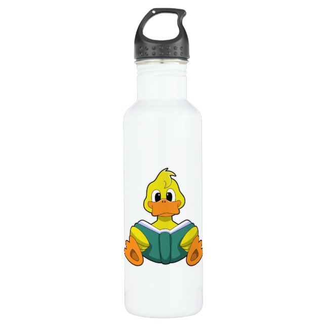 Ente mit Buch Edelstahlflasche (Vorderseite)