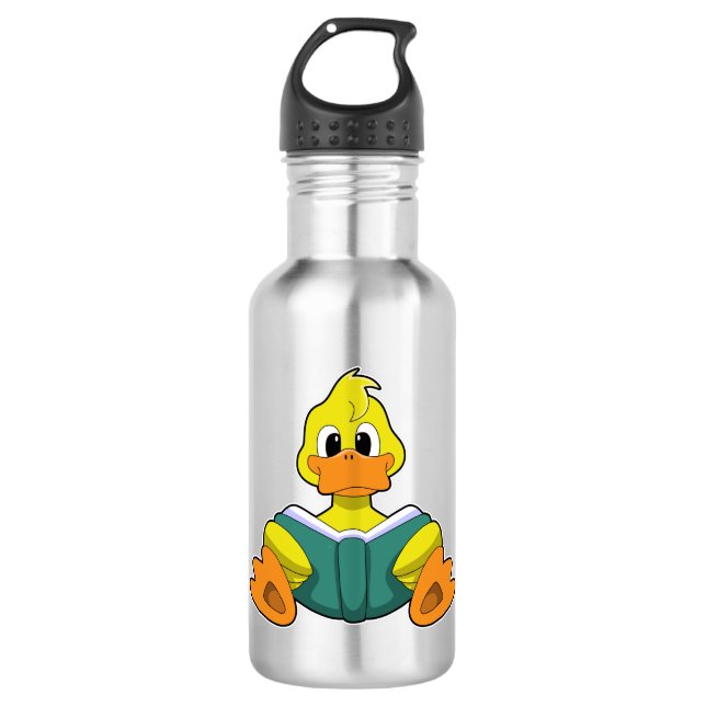Ente mit Buch Edelstahlflasche (Vorderseite)