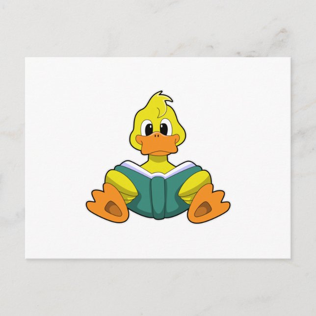 Ente mit Buch Postkarte (Vorderseite)