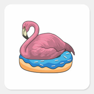 Ente mit Donut Quadratischer Aufkleber