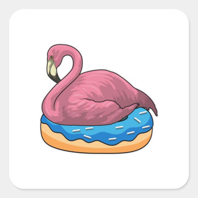 Ente mit Donut Quadratischer Aufkleber (Vorderseite)