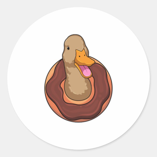Ente mit Donut Runder Aufkleber (Vorderseite)