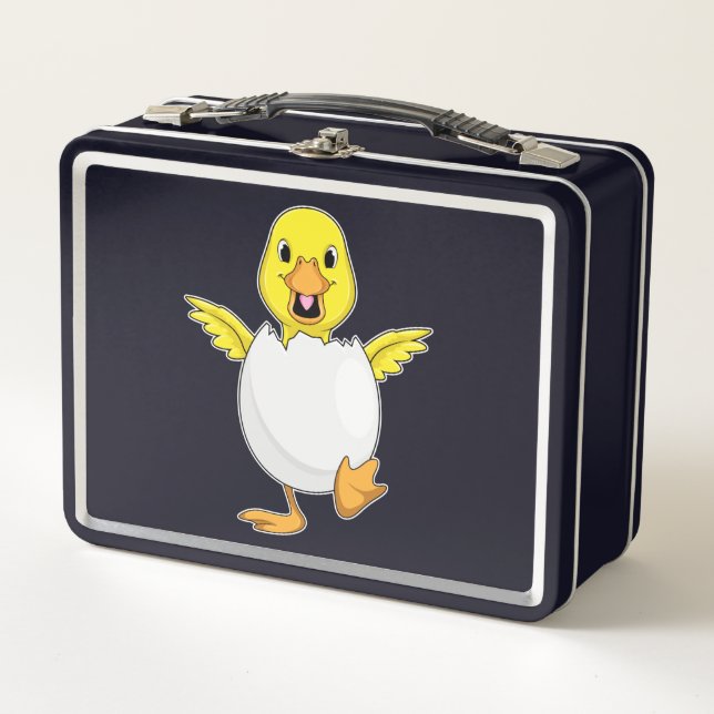 Ente mit Ei Metall Brotdose (Vorderseite)