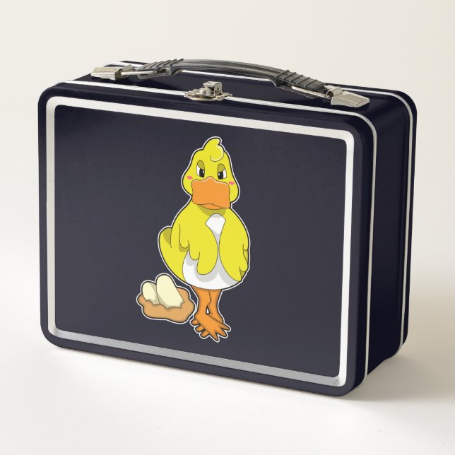 Ente mit Eiern Metall Brotdose (Vorderseite)