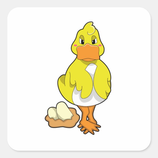 Ente mit Eiern Quadratischer Aufkleber (Vorderseite)