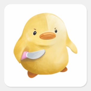 Ente mit einem Messer Quadratischer Aufkleber