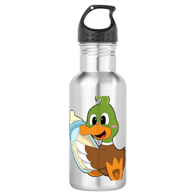 Ente mit Flasche Milch Edelstahlflasche (Vorderseite)