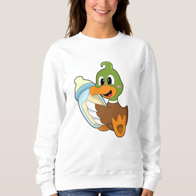 Ente mit Flasche Milch Sweatshirt (Vorderseite)