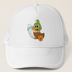 Ente mit Flasche Milch Truckerkappe