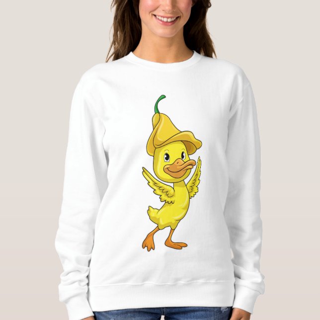 Ente mit gelber Glockenkappe Sweatshirt (Vorderseite)