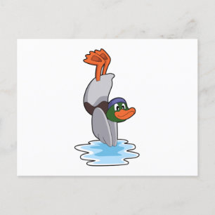 Ente mit Handstand im Wasser.PNG Postkarte