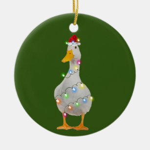 Ente mit Hat Lights Weihnachten Keramik Ornament