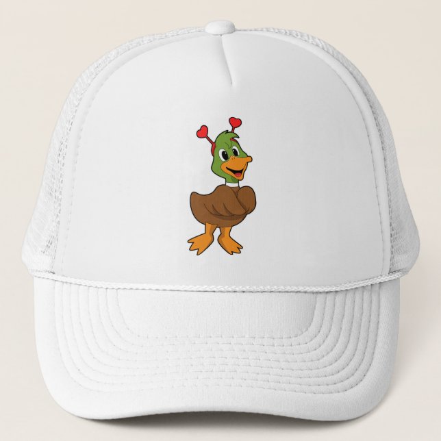 Ente mit Heart-Headband Truckerkappe (Vorderseite)