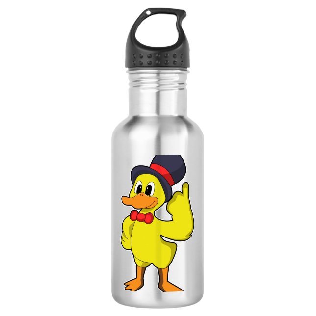 Ente mit Hut Edelstahlflasche (Vorderseite)