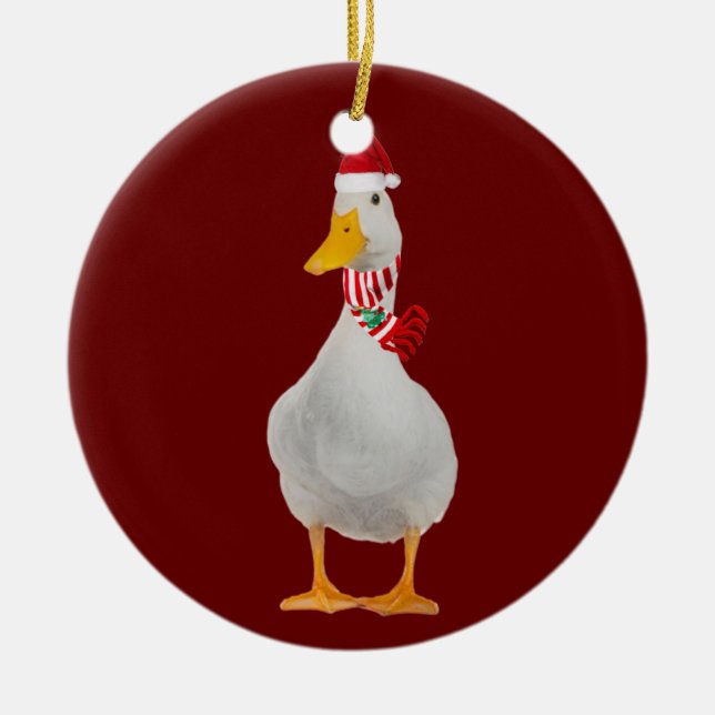 Ente mit Hutschuh Weihnachten Keramik Ornament (Vorne)