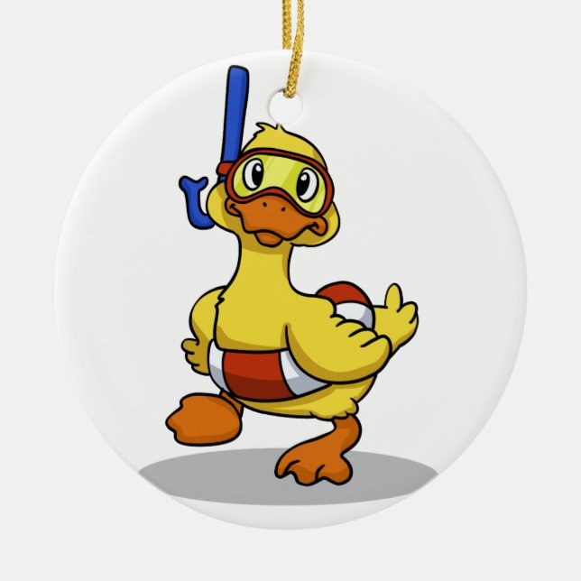Ente mit Schnorchelmaske | Farbe wählen Keramik Ornament (Vorne)