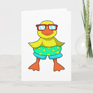Ente mit Schwimmring und Sonnenbrille Karte