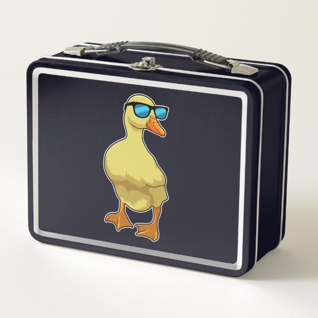 Ente mit Sonnenbrille Metall Brotdose (Vorderseite)