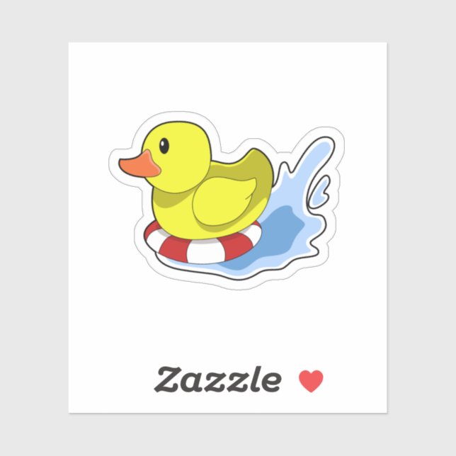 Ente mit Swim-Ring in Wasser.PNG Aufkleber (Blatt)