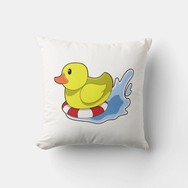 Ente mit Swim-Ring in Wasser.PNG Kissen (Vorderseite)