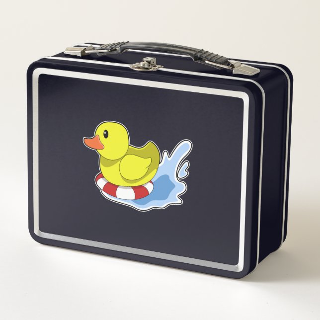 Ente mit Swim-Ring in Wasser.PNG Metall Brotdose (Vorderseite)