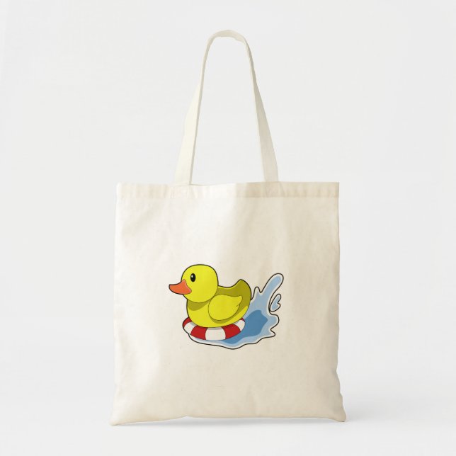 Ente mit Swim-Ring in Wasser.PNG Tragetasche (Vorne)