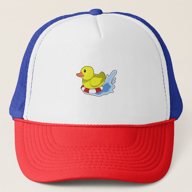 Ente mit Swim-Ring in Wasser.PNG Truckerkappe (Vorderseite)