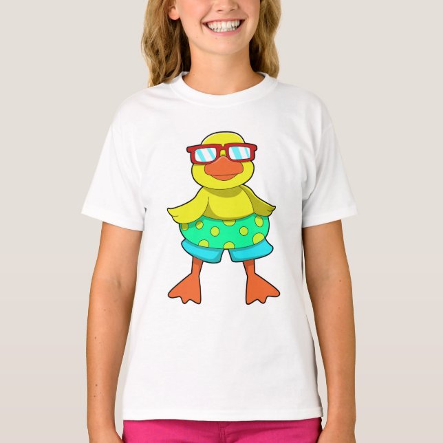 Ente mit Swim Ring & Sonnenbrille T-Shirt (Vorderseite)