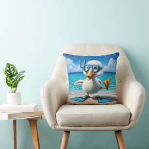 Ente mit Tauchschnorchel am Strand Kissen
