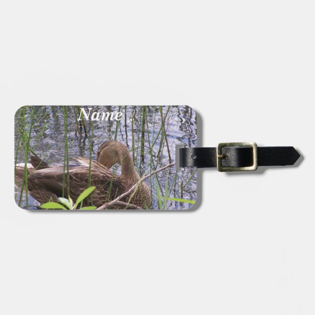 Ente schwimmen auf einem Teich Gepäckanhänger (Vorderseite horizontal)