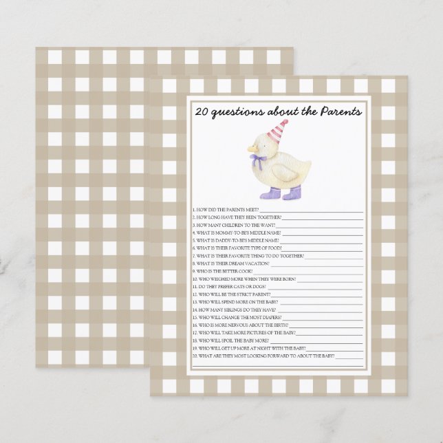 Ente - Spiele - 20 Fragen zu den Eltern (Vorne/Hinten)