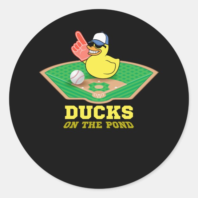 Enten an den Baseballenten im Teich Runder Aufkleber (Vorderseite)