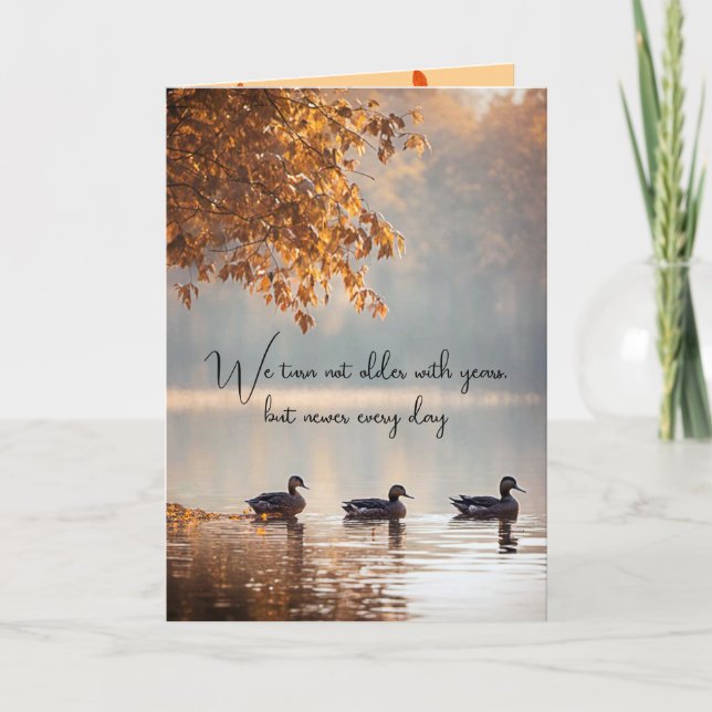 Enten auf Herbstsee zum Geburtstag Karte (Vorderseite)