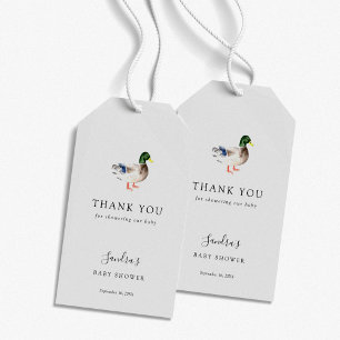 Enten-Baby-Party Elegantes Dankeschön-Skript Chic Geschenkanhänger