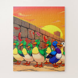 Enten, die auf einem Pfad spazieren