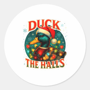 Enten die Hallen Lustige Weihnachtslichter Jagdmee Runder Aufkleber