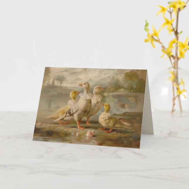 Enten - geklappte Grußkarte Karte (Gelbe Blume)